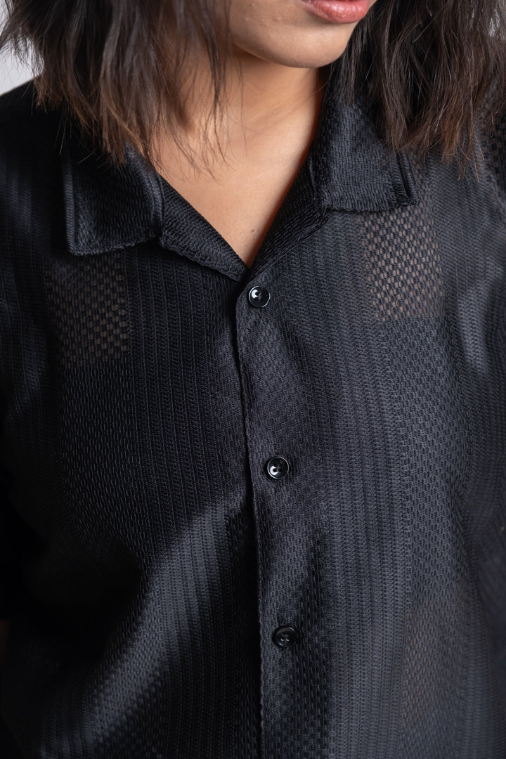 CROCHET JET BLACK SHIRT