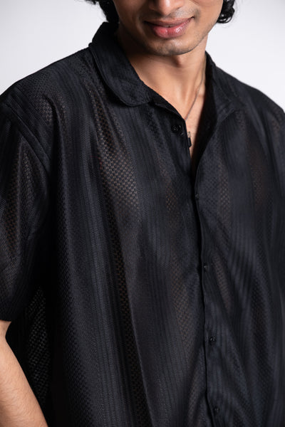 CROCHET JET BLACK SHIRT